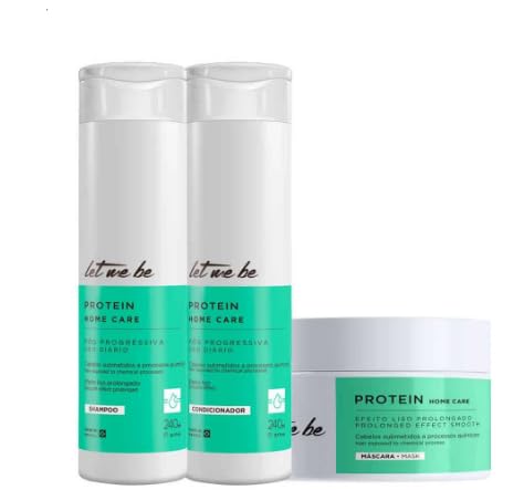 Let Me Be – Protein Home Care – Kit Shampoo e Condicionador Pos Progressiva e Mascara Efeito Liso 250 Ml – (Juego de Champú y Acondicionador Post