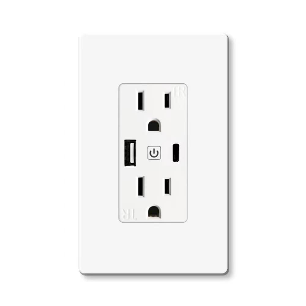 Toma WiFi con USB-C y USB-A  Compatible con Google Assistant y Tienda Alexa  Enchufe Wi-Fi de 2.4 GHz en pared