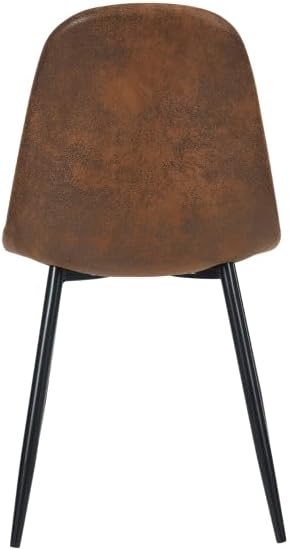 Relyblo Juego de 4 sillas de comedor de piel sintética, tapizadas de mediados de siglo, moderna sin brazos, sala de estar con patas de metal para