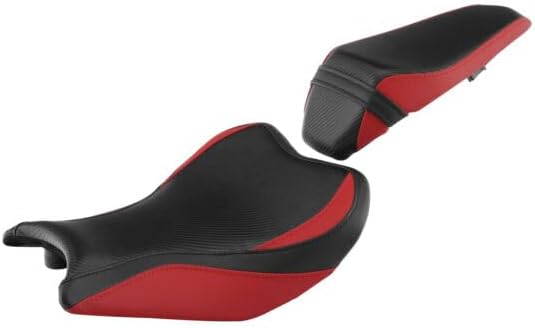 TCMT Asientos de conductor y pasajeros negros y rojos aptos para Kawasaki Z900 2017-2023 2018 19