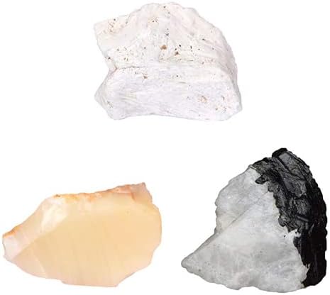GEMHUB Cristal curativo de ópalo blanco con ópalo amarillo y piedras preciosas de calcita de arco iris blanco…