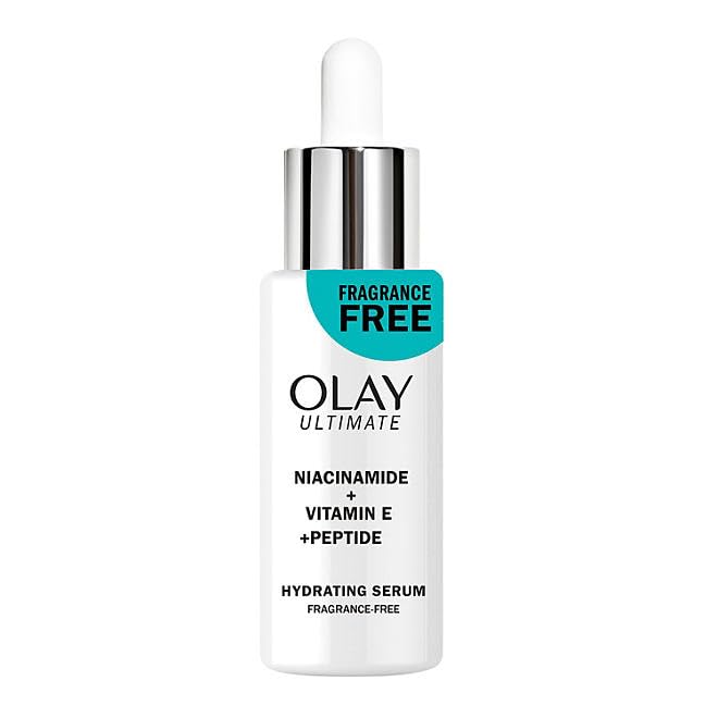 Olay Ultimate Niacinamide + Vitamin E + Peptide 24 Suero hidratante sin fragancia, 1.3 onzas líquidas (paquete de 2)