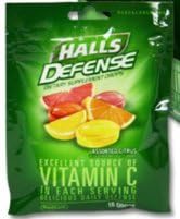 Lote de 4 bolsas Halls Defense Vitamina C Gotas 14 unidades por bolsa