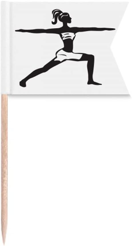 Yoga Girl Keep Healthy Sports Outline Banderas de palillos de dientes, marcado para fiestas, pasteles, comida, quesos