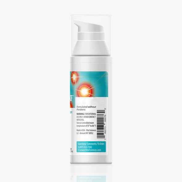 Vita Sciences Sciaticream CF Crema calmante rápida para el nervio ciático con base de árnica, B1, B5, B6, MSM, aloe y aceite de coco. Sin