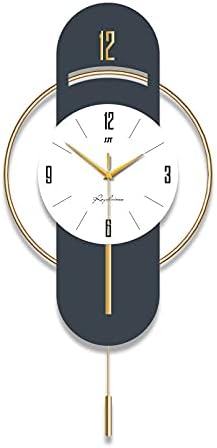 FLOERROYALE Reloj de pared grande para decoración de sala de estar, moderno reloj de pared silencioso de metal de madera, reloj de pared creativo