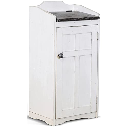 Pemberly Row Caja de basura de madera de granja de 16 pulgadas en blancomarrón oscuro