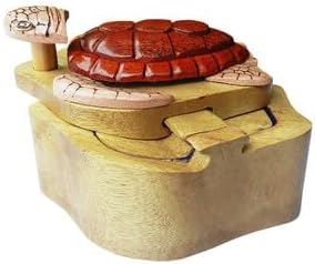 Honu Turtle – Caja de rompecabezas de madera con temática hawaiana – Cerradura mezclada con diseño – Almacenamiento de seguridad – Caja de
