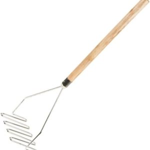 Triturador de papas cuadrado cromado de 24 pulgadas con mango de madera, herramienta de cocina de alta resistencia, triturador de papas y triturador Triturador de papas cuadrado cromado de 24 pulgadas con mango de madera, herramienta de cocina de alta resistencia, triturador de papas y triturador