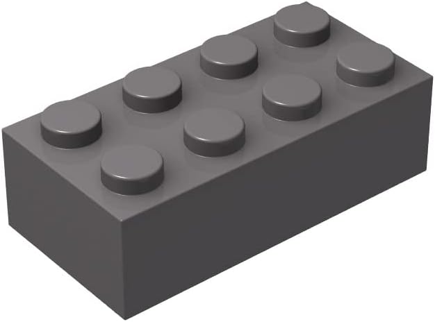 Bloque de ladrillos clásico a granel, ladrillos gris oscuro 2×4, ladrillos de construcción planos 100 piezas, compatible con piezas y piezas de Lego