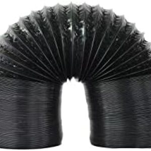 Manguera de ventilación de 14 pulgadas y 25 pies, color negro, flexible, sin aislamiento, de papel de aluminio, para ventilación HVAC con dos Manguera de ventilación de 14 pulgadas y 25 pies, color negro, flexible, sin aislamiento, de papel de aluminio, para ventilación HVAC con dos