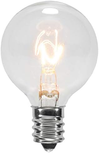 25 unidadesClear G40Globe focos para luces de Patio Cadena Fits E12y C7Base 5vatios G40 focos de repuesto para patio luces