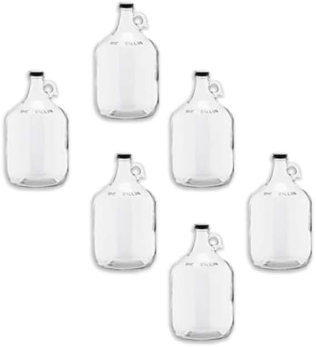 C-Store Packaging – Jarra de vidrio transparente de 1 galón (128 oz) con tapa de 1.496 in – Paquete de 6  Envío rápido el mismo día