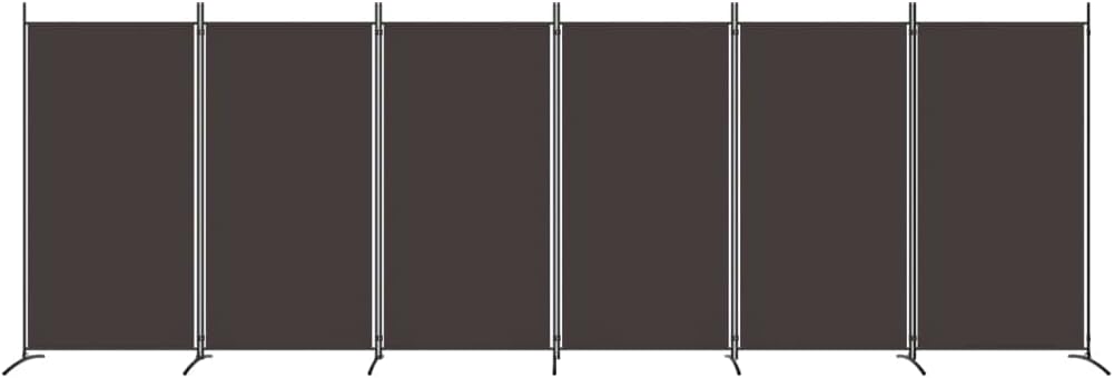 vidaXL Divisor de habitación marrón, pantalla de 6 paneles, 204.7 x 70.9 pulgadas, tela duradera 100% poliéster, reforzado con hierro, plegable,