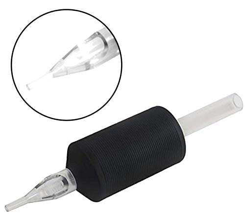 Tatmax – 20 tubos desechables de 1 pulgada y 0.984 in, puntas transparentes de silicona negra, redondos, diamantes, tubos planos (5 tubos redondos)
