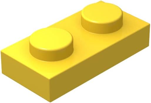 Classic Building – Placa de 1 x 2 pulgadas, platos amarillos de 1 x 2, 100 piezas, compatible con piezas y piezas Lego 3023 (color amarillo)