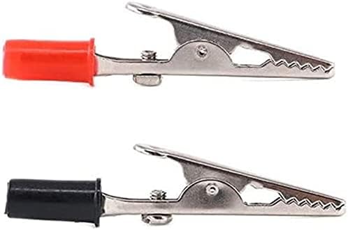 Pinzas de cocodrilo de metal, 20 abrazaderas de prueba eléctricas con manos de plástico, kit rojo y negro