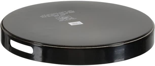10 Strawberry Street Bandeja redonda de laca de 13.5″ con asas, color negro