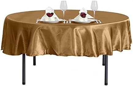 BalsaCircle Mantel redondo de satén dorado de 90 pulgadas para bodas, fiestas, recepciones, eventos, cocina, comedor