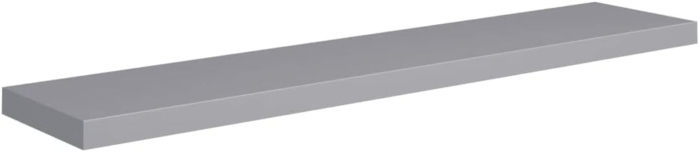 4 estantes flotantes montados en la pared, estantes de pared de MDF grises para dormitorio con soportes invisibles, estantes grises para decoración