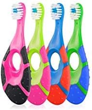 Farber Baby  Cepillo de dientes para niños pequeños (paquete de 4) – Cerdas extra suaves, sin BPA, mango calmante para el anillo de dentición, 0-2