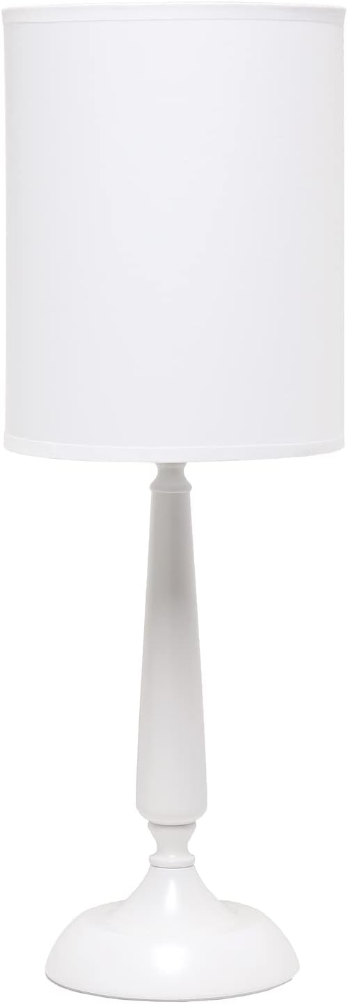 Simple Designs LT2075-WHT – Lámpara de mesa tradicional de metal y hierro con pantalla de tambor, color blanco