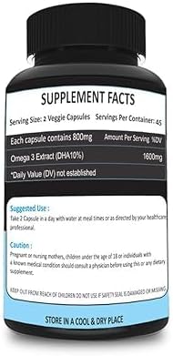 Suplemento de aceite de pescado, alternativa al aceite de pescado. Algas Omega a base de plantas DHA y EPA, 3 cápsulas para la salud de las