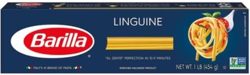 Barilla Pasta, pelo de ángel, fettuccine, lingüino, espaguetis y espaguetis finos, 16 onzas (paquete de 5)  con mini espátula Make Your Day