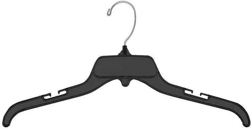 UYSB – Perchas negras de 100 perchas de plástico de 17 pulgadas para ropa, ropa al por menor, gancho giratorio con muescas, perchas para ropa,