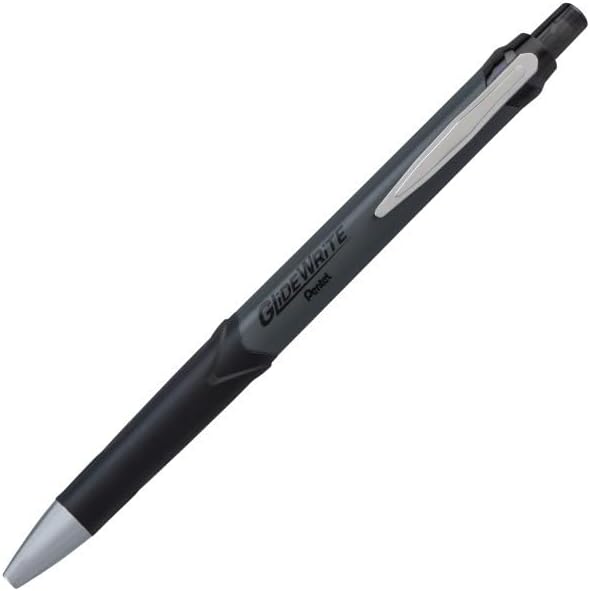 Pentel GlideWrite Signature Gun – Bolígrafo de barril de metal, (0.028 in), línea fina, con tinta recargable TechniFLO, paquete de 12 (negro)