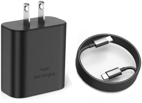 Cargador súper rápido de 45 W, cargador de teléfono Android USB C de carga rápida tipo C con cable de 5 pies para Samsung Galaxy S24 S23 S21 S20