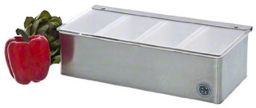 American Metalcraft Soporte para condimentos CD4 sin enfriar con 4 compartimentos, color plateado