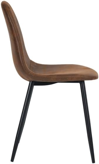 Relyblo Juego de 4 sillas de comedor de piel sintética, tapizadas de mediados de siglo, moderna sin brazos, sala de estar con patas de metal para