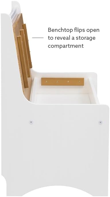Linon Delk – Banco grande de madera con respaldo de 2 tonos, color miel y blanco