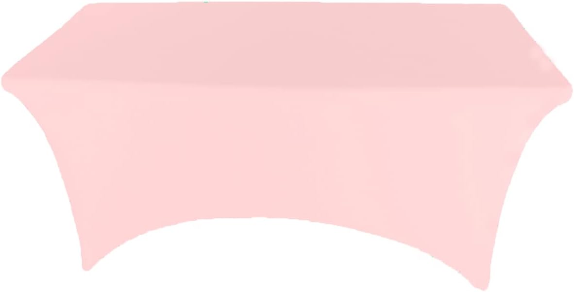 Mantel de mesa de elastano elástico rosa de 6 pies para mesa plegable rectangular ajustable