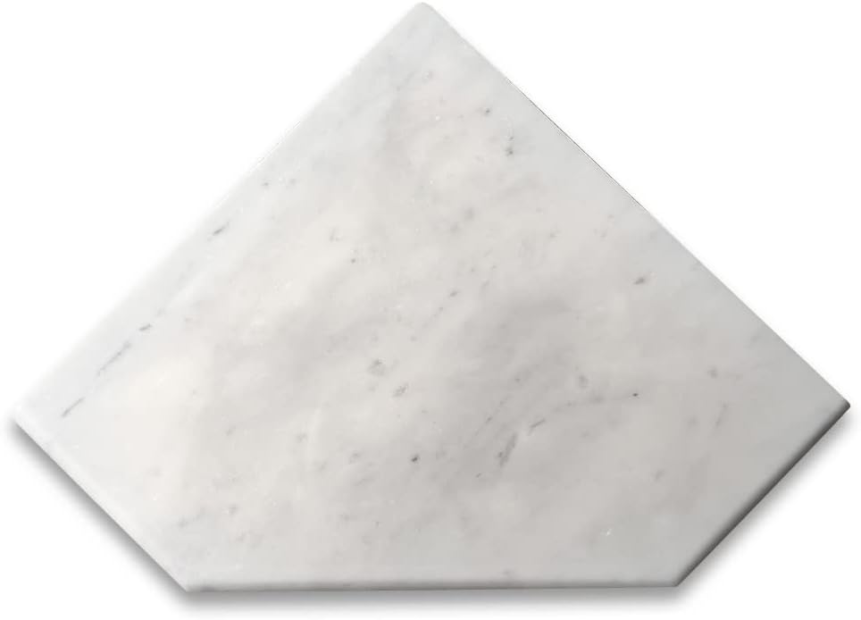 Carrara – Jabonera de mármol blanco de 8 x 8 pulgadas con diamante para ducha, diseño de bullnoz, acabado completo, pulido para cocina, baño, pared,