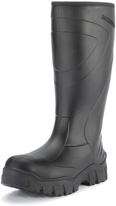 ROCKROOSTER Wellingtons WS701 – Botas de lluvia impermeables de poliuretano de 15 pulgadas para hombre, antideslizantes, antifatiga, cómodas, con
