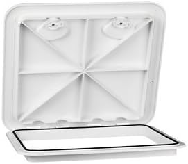 Amarine Made Escotilla de cubierta marina, escotilla de acceso para cubierta de barco y tapa 14-12 “x 14-58” – Blanco – 14.567 inx14.764 in