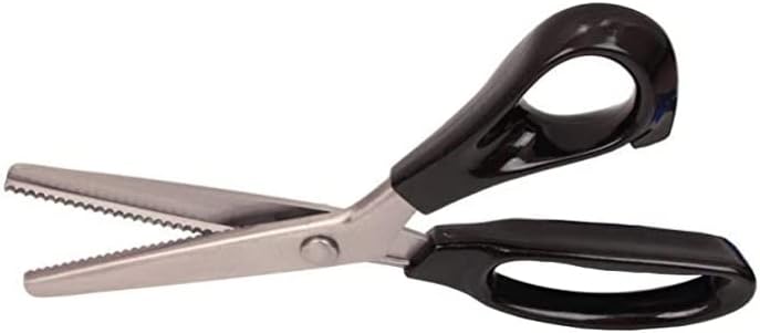 Tijeras de tela para pintar, tijeras para manualidades, tijeras dentadas festoneadas de acero inoxidable con mango profesional de costura negra,