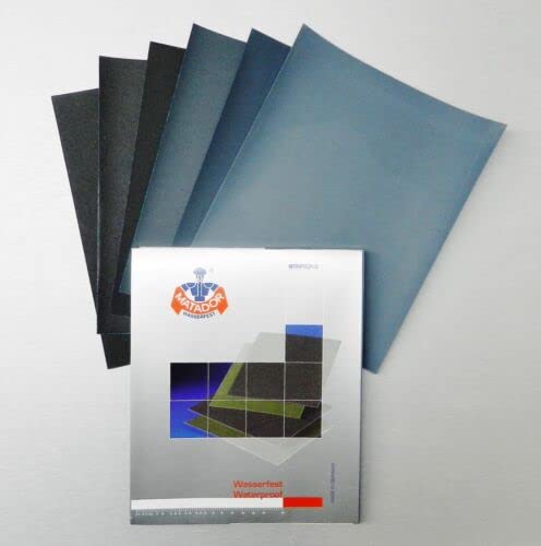 Hojas de lijado Matador de 9 x 11 pulgadas, papel de lija impermeable húmedoseco, grano SC, 1500, 2000, 2500, 3000, 5000, 7000, 6, surtido de
