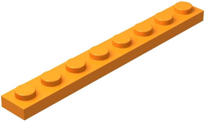 Placas clásicas naranjas a granel, placa naranja 1×8, placas de construcción planas 100 piezas, compatibles con piezas y piezas de Lego 1×8 placas