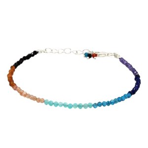 GemInspire Natural Full Beaded 7 Chakra Beads Bracelet, Handmade Jewelry, 925 Sterling Silver 8 Inch Adjustable Chain (7 Chakra) GemInspire Natural Full Beaded 7 Chakra Beads Bracelet, Handmade Jewelry, 925 Sterling Silver 8 Inch Adjustable Chain (7 Chakra)