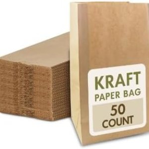 Bolsa de papel Kraft, 50 unidades, hecha de papel kraft 100% reciclable y biodegradable, bolsas de papel marrón (10#) Bolsa de papel Kraft, 50 unidades, hecha de papel kraft 100% reciclable y biodegradable, bolsas de papel marrón (10#)