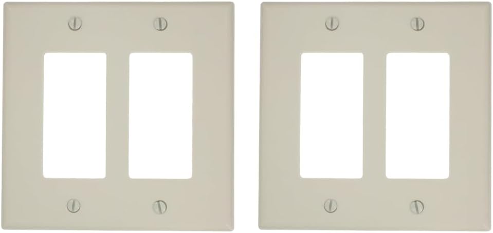 Leviton 80609-T – Placa decorativa GFCI para pared, 2 ventanas, almendra clara (paquete de 2)