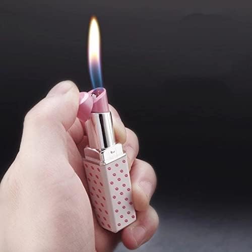Encendedor de butano para mujeres, creativo lápiz labial, accesorio para fumar butano, encendedor de cigarrillos, recargable, ajustable, de metal,