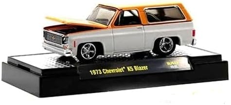 M2 1973 Chevy K5 Blazer Naranja Metálico y Blanco Metálico Edición Limitada a 6600 Piezas en Todo el Mundo 164 Modelo Diecast Máquinas de Coche