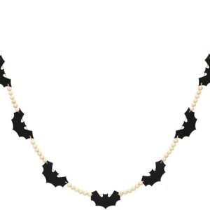 Decoraciones de Halloween para interiores, murciélagos de fieltro, guirnalda de cuentas de madera para pared, casa, chimenea, decoración de mantel Decoraciones de Halloween para interiores, murciélagos de fieltro, guirnalda de cuentas de madera para pared, casa, chimenea, decoración de mantel