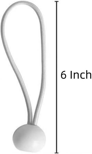 Cuerdas elásticas de bolas de 6 pulgadas con bolas, 100 unidades de cuerdas resistentes para toldo, lona para amarrar, campamento, refugio, carga,