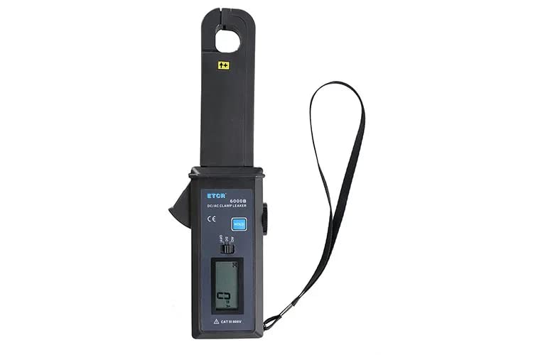 Medidor de fugas de abrazadera digital ETCR6000B ACDC Medidor de corriente de fuga de abrazadera digital 0mA-60.0A, 600V Resolución 1mA ACDC