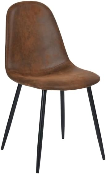 Relyblo Juego de 4 sillas de comedor de piel sintética, tapizadas de mediados de siglo, moderna sin brazos, sala de estar con patas de metal para